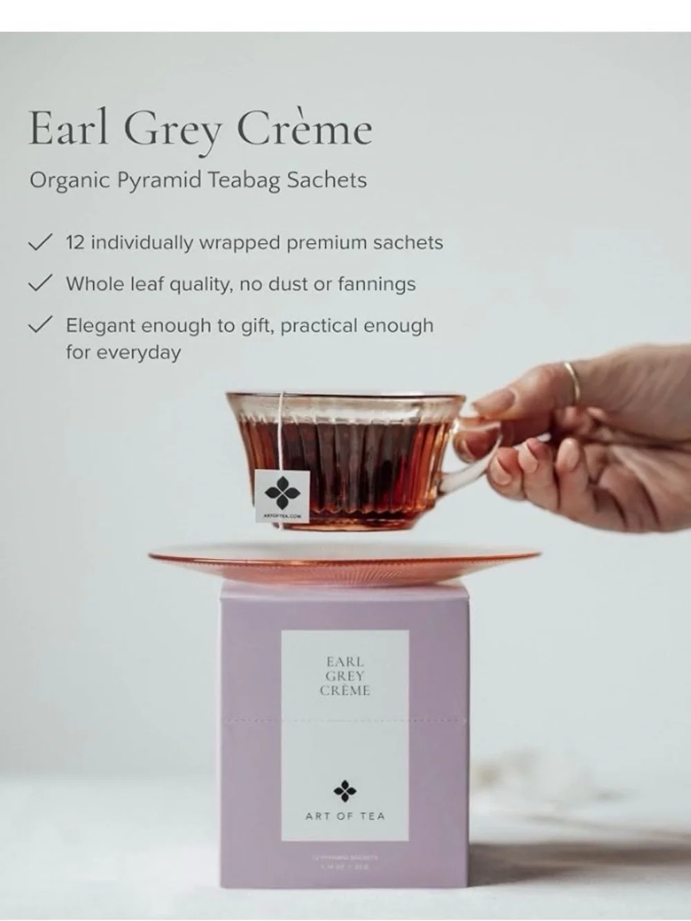 Art of Tea Earl Grey Creme Tea Bags Organic Black Tea Bergamot & French Vanilla
